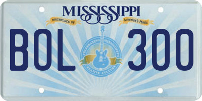 MS license plate BOL300