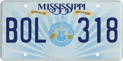 MS license plate BOL318