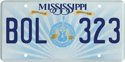 MS license plate BOL323