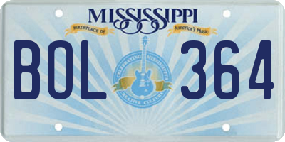 MS license plate BOL364