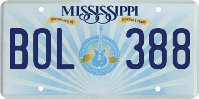 MS license plate BOL388