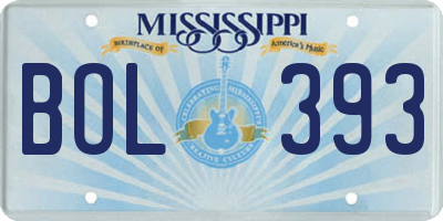 MS license plate BOL393