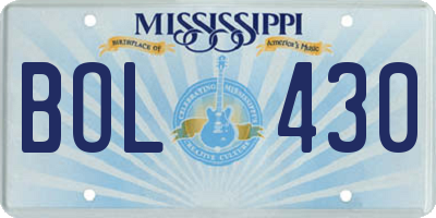 MS license plate BOL430