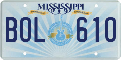 MS license plate BOL610