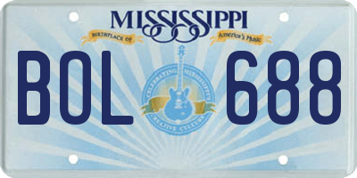 MS license plate BOL688