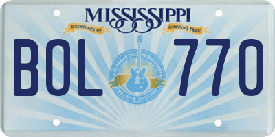 MS license plate BOL770