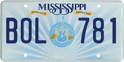 MS license plate BOL781