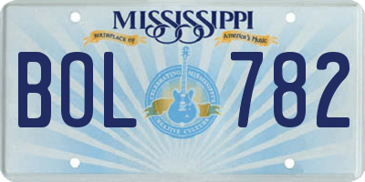 MS license plate BOL782