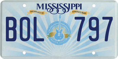 MS license plate BOL797