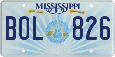 MS license plate BOL826