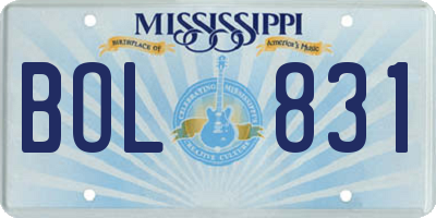MS license plate BOL831