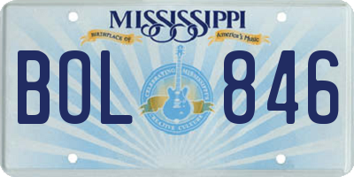MS license plate BOL846