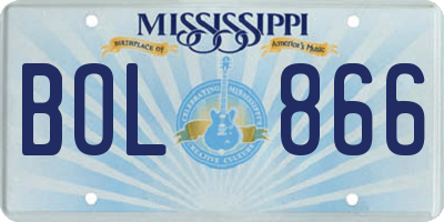 MS license plate BOL866