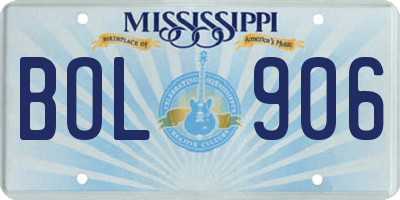 MS license plate BOL906