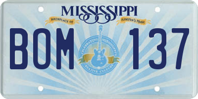 MS license plate BOM137