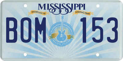 MS license plate BOM153