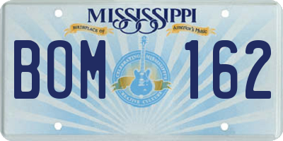 MS license plate BOM162