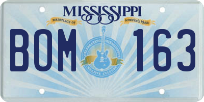 MS license plate BOM163