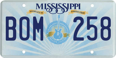 MS license plate BOM258