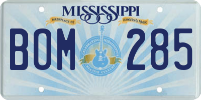 MS license plate BOM285