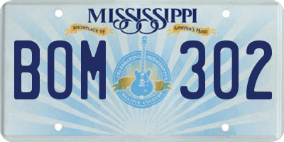 MS license plate BOM302