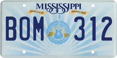 MS license plate BOM312