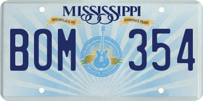 MS license plate BOM354