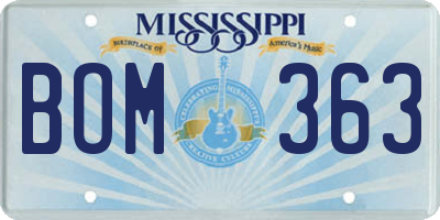 MS license plate BOM363