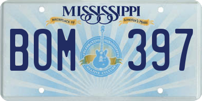 MS license plate BOM397