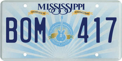 MS license plate BOM417