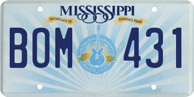 MS license plate BOM431