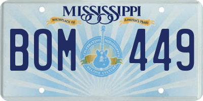 MS license plate BOM449