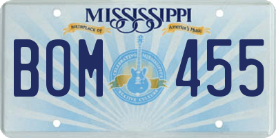MS license plate BOM455