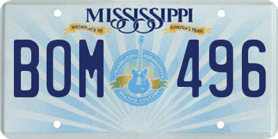 MS license plate BOM496