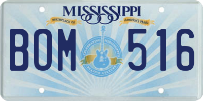MS license plate BOM516