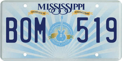 MS license plate BOM519