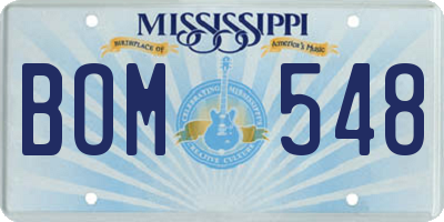 MS license plate BOM548