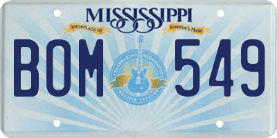 MS license plate BOM549