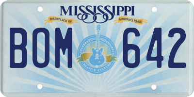 MS license plate BOM642
