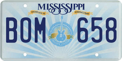 MS license plate BOM658