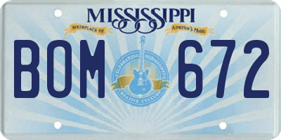 MS license plate BOM672