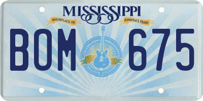MS license plate BOM675