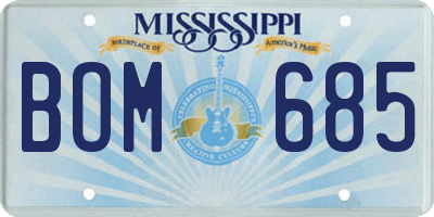 MS license plate BOM685
