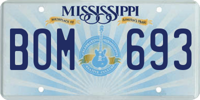 MS license plate BOM693