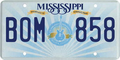 MS license plate BOM858