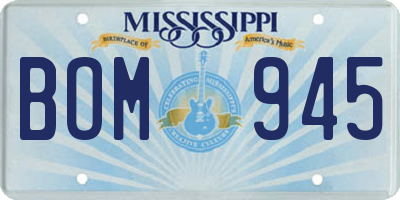 MS license plate BOM945