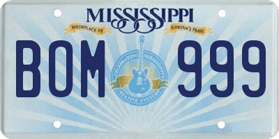 MS license plate BOM999