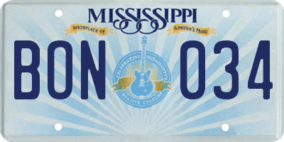 MS license plate BON034