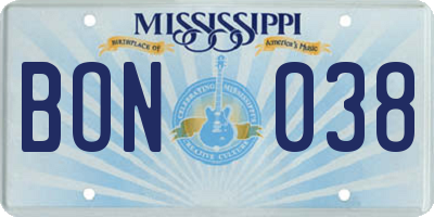 MS license plate BON038