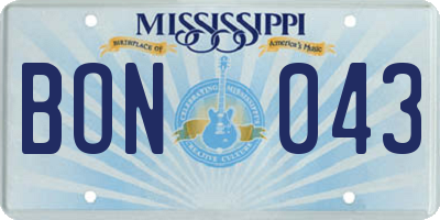 MS license plate BON043
